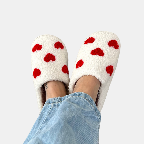 Elskendes Bløde Plys-Tøfler – Adorable Matchende Indendørs Komfort Slippers Tech Butik Lille Hjerte 36