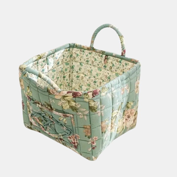 Delikat Blomstrende Opbevaringskurv i Canvas – Charmerende Organisering til Hjemmets Essentielle Ting Living Room Storage Tech Butik Blomst 33 cm x 28 cm x 25 cm