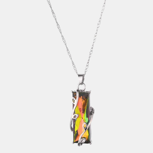 Regnbue Sten Træ Halskæde – Farverigt Symbol på Vækst & Harmoni Necklace Tech Butik Regnbue Sten Træ Halskæde