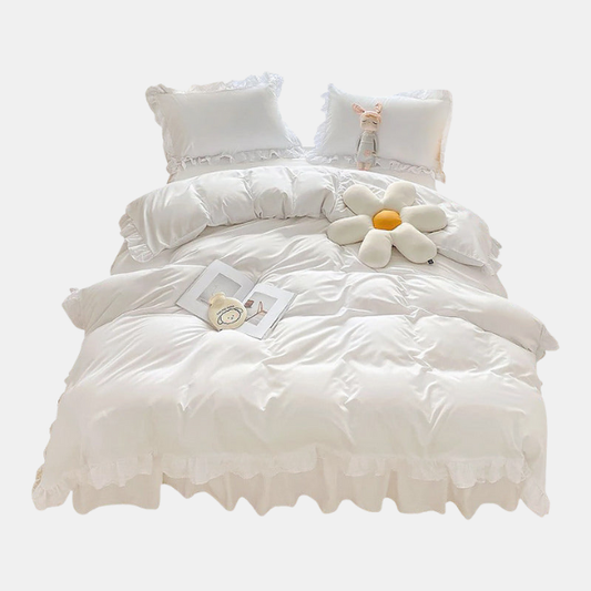 Flæseblonde Sengetøjssæt – Klassisk Elegance til Dit Soveværelse Bed Sets Tech Butik Hvid Enkelt