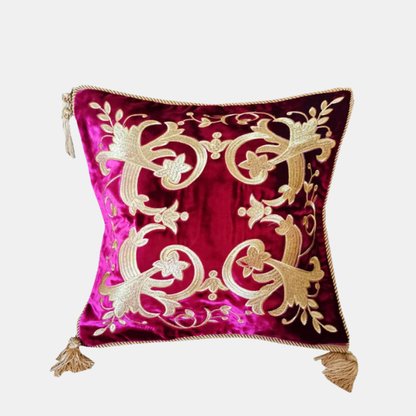 Premium fløjlspudebetræk – Delikat petuniabroderi til boligindretning Pillow Tech Butik A