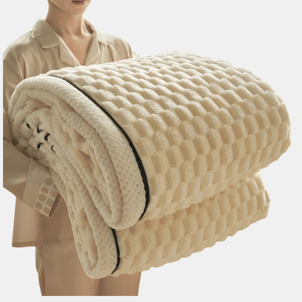 Luksus Tyk Fleece Tæppe – Blød Varme til Sofa og Soveværelse Bedding Tech Butik Beige 120 x 200cm