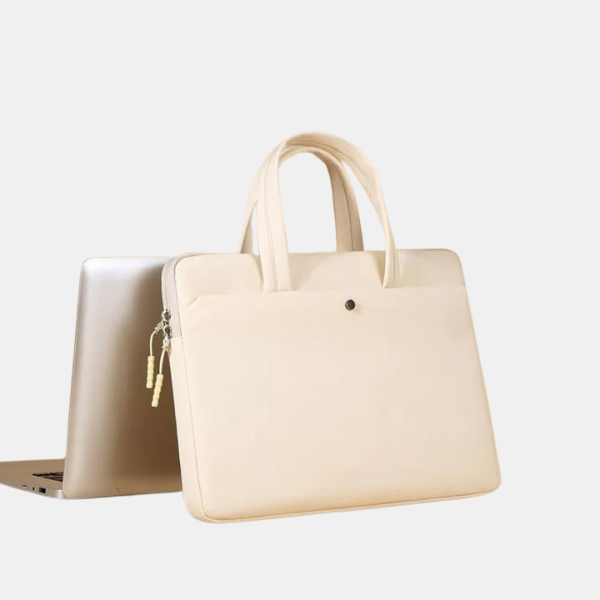 Vandtæt Laptop Taske – Stilfuld, Holdbar & Fuldstændig Med Lynlås Bags Tech Butik Beige 33.78 cm
