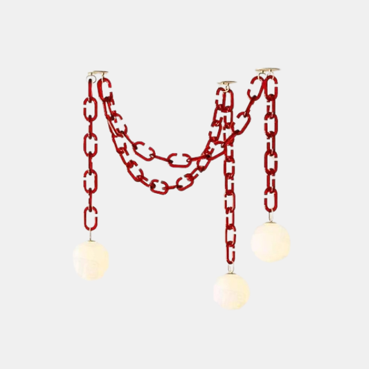 Moderne Glas-Kæde Pendellampe – Stilfuld LED Lysekrone til Hjemmet Lamps & Lighting Tech Butik Rød 1H 5 spænder Varmt Lys