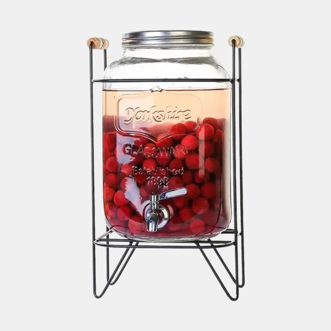 Glas Juice Dispenser med Hane & Stativ – Stilfuld Servering til Enhver Lejlighed Kitchen & Dining Tech Butik 4.5Ltrs