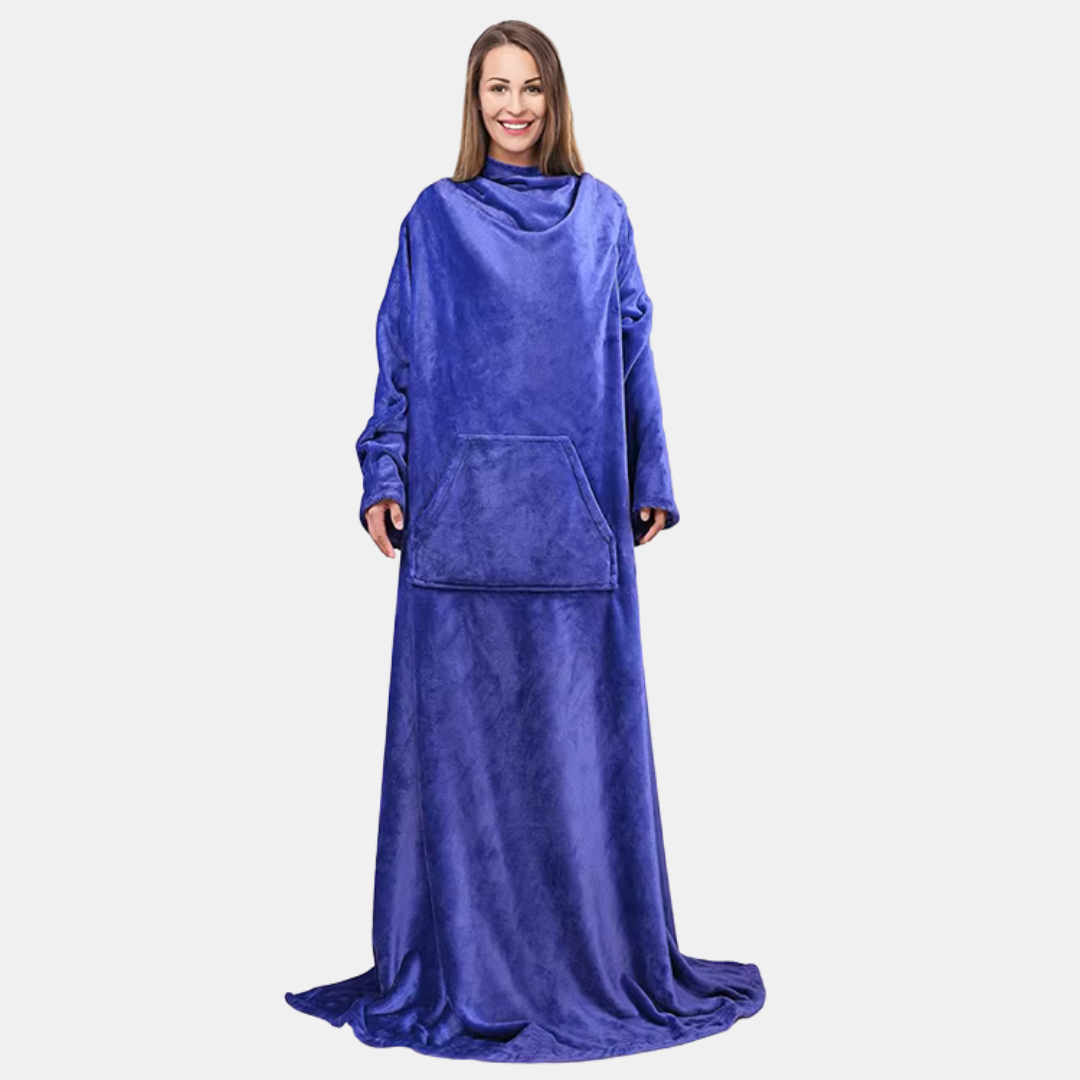 Fleece Tæppe med Ærmer – Behagelig, Bærbar Varme til Ultimativ Komfort Blankets Tech Butik Blå