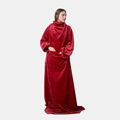 Fleece Tæppe med Ærmer – Behagelig, Bærbar Varme til Ultimativ Komfort Blankets Tech Butik Rød