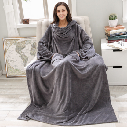 Fleece Tæppe med Ærmer – Behagelig, Bærbar Varme til Ultimativ Komfort Blankets Tech Butik