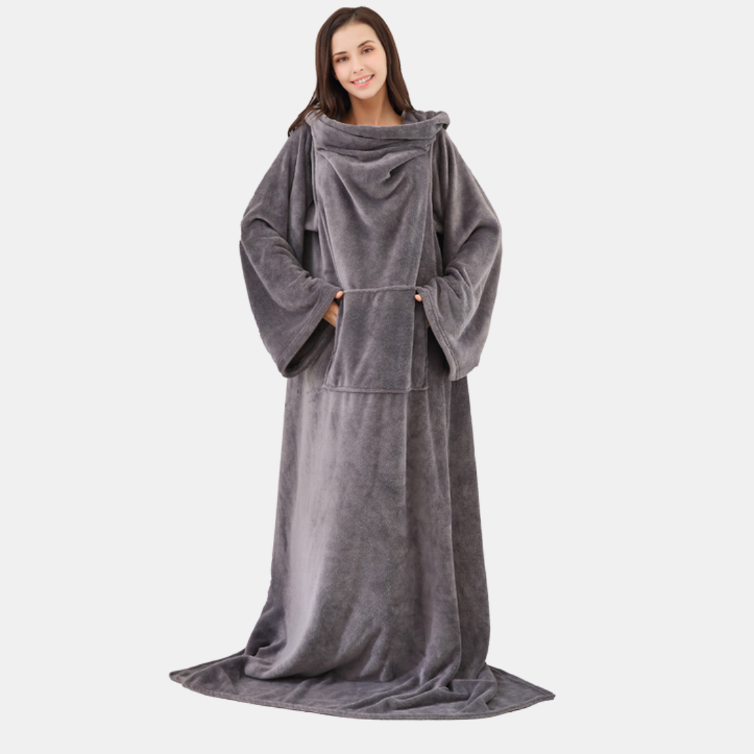 Fleece Tæppe med Ærmer – Behagelig, Bærbar Varme til Ultimativ Komfort Blankets Tech Butik Grå