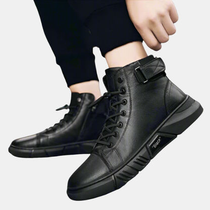Herre Sneakerstøvler til Efteråret – Komfortable Høje Casual Sko Men Shoes Tech Butik Sort 39