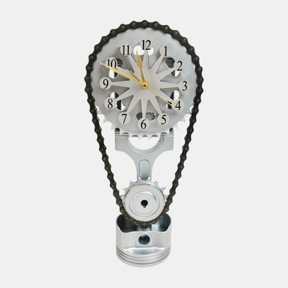 Roterende Metal Gear Ur – Industrielt Design med Bevægede Tandhjul til Stilfuld Hjemmedekoration Clock Tech Butik Sølv