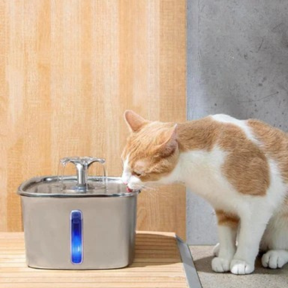 Drikkefontæne i rustfrit stål til katte - Hygiejnisk, støjsvag vanddispenser til kæledyr Tech Butik