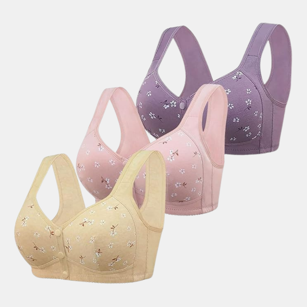 Posturalkorrektion BH med Lukning – Justerbar Støtte til Forbedret Justering og Komfort Bra Tech Butik Lavendel + Beige + Lyserød M