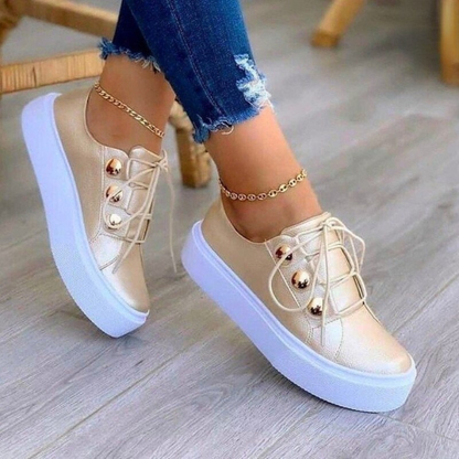 Dame Sommersneakers – Komfortable Snøresko til Varme Dage Women Shoes Tech Butik Guld 35