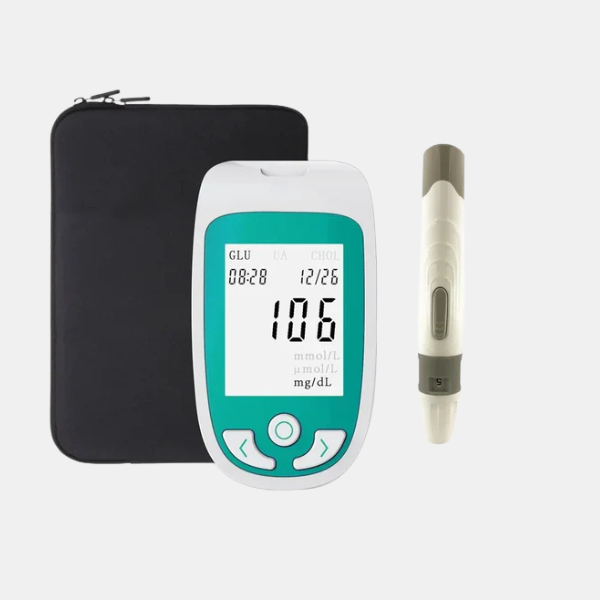Multifunktionel Analyzer Blodsukkermåler til Hjemmet – Præcis og Bekvem Blodsukkerovervågning Multifunctional Analyzer Home Cholesterol Test Kit with Lancets Uric Acid Meter Glucose Meter Tech Butik