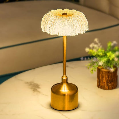 Trådløs bordlampe i krystalblomsterdesign med berøringsdæmpning og elegant stemningsglød Belysning Tech Butik