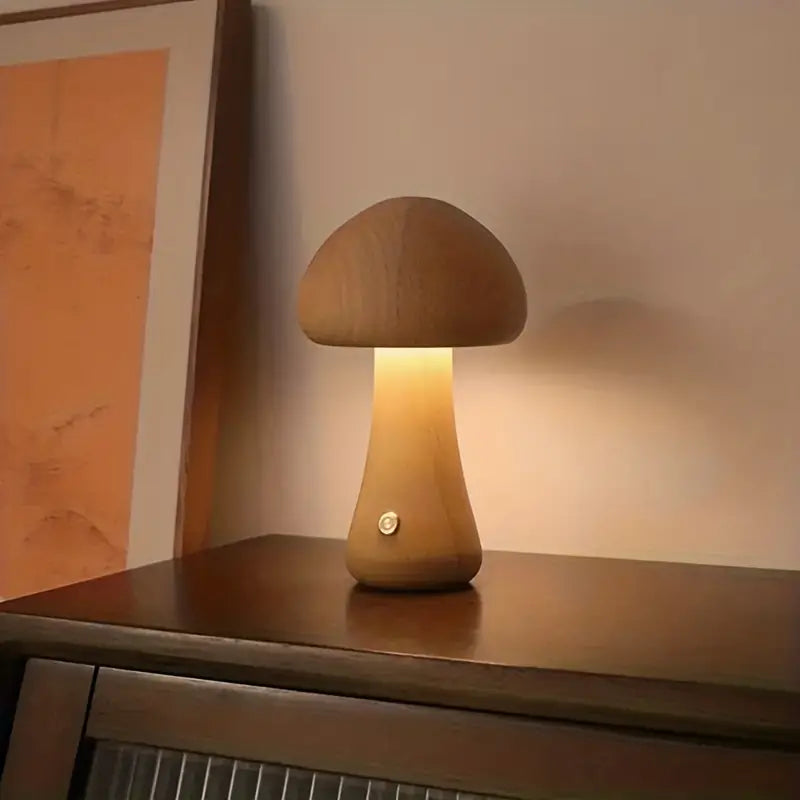 Unik Trådløs Svampebordlampe – Elegant, Fleksibel Belysning Overalt Belysning Tech Butik Bøgetræ