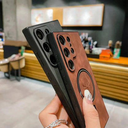 Premium Læder Samsung Cover – Understøtter Magnetisk Trådløs Opladning Mobiltelefoncovers Tech Butik