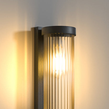 Cylindrisk Metal & Glas Solcelle Væglampe – Vandtæt Udendørs LED-Lampe med 3 Lysfarver Udendørs belysning Tech Butik