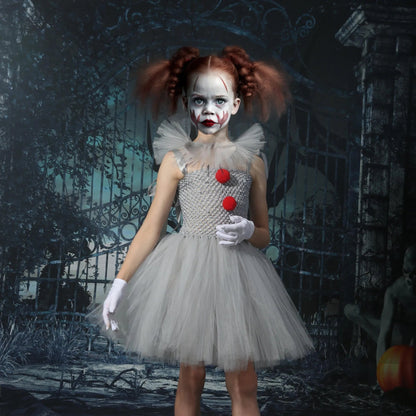 Uhyggelig Klovnekjole med Tyl – Skræmmende & Legende Halloween Kostume til Piger Kostumer og tilbehør Tech Butik