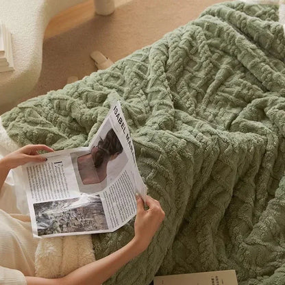 Ultrablødt Lammeuldsplaid – Hyggelig Vintervarme Tæpper & Plaider Tech Butik Grøn 70x100cm