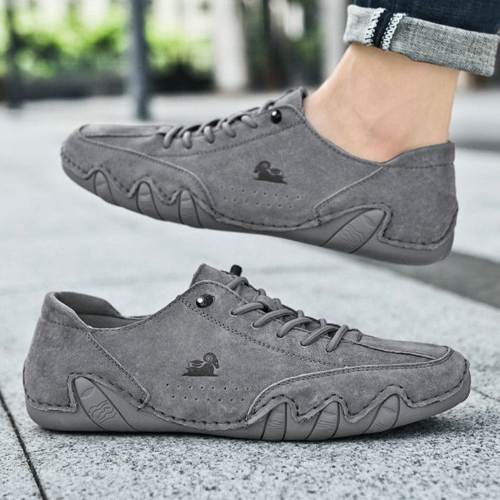 Stilfulde Barefoot Lædersko – Unisex Komfort & Stil Fritidssko Tech Butik Grå 36