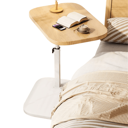 Justerbart Træ Sidebord – Slank Metalramme til Soveværelse & Stue Home Accessories Tech Butik Træ