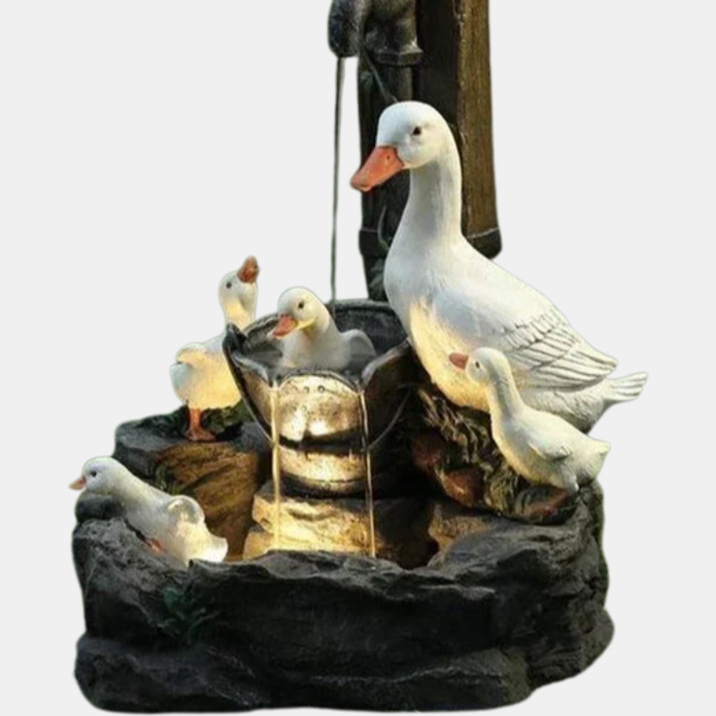 Solar Dreven Deko Brunnen Med And Og Egern Til Haven - Miljøvenlig Havefigur Springvand And & Egern Tech Butik Solar A