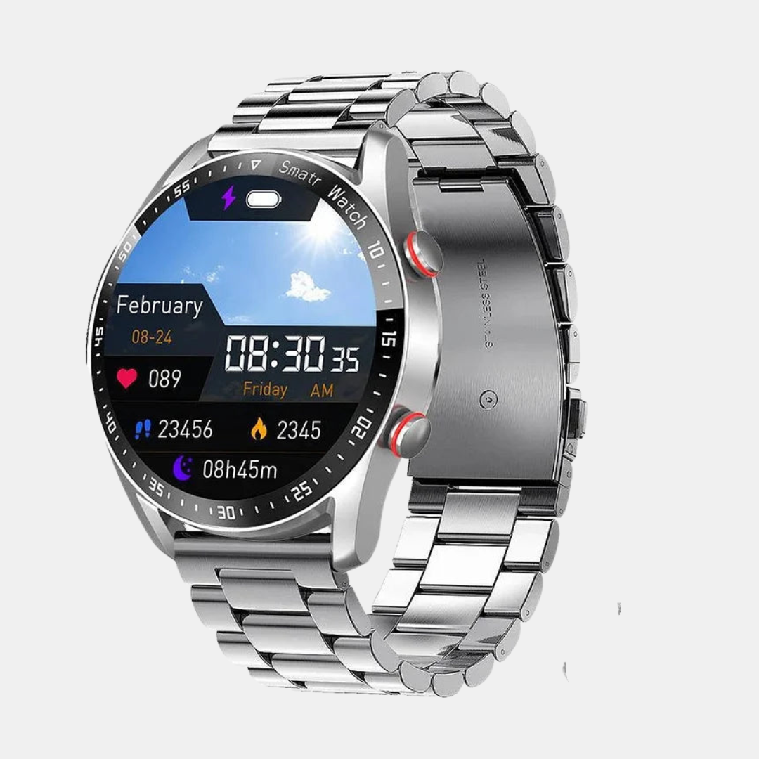 Omfattende Sundhed Smartwatch – Din Personlige Fitnessguide Smartwatch Tech Butik Sølv stålrem