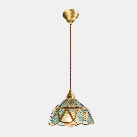 Hængende Tiffany Lampe med Blomsterformet Design – Elegant Belysning til Stuen Pendellampe Tech Butik Aqua Grøn – Mat Blomst