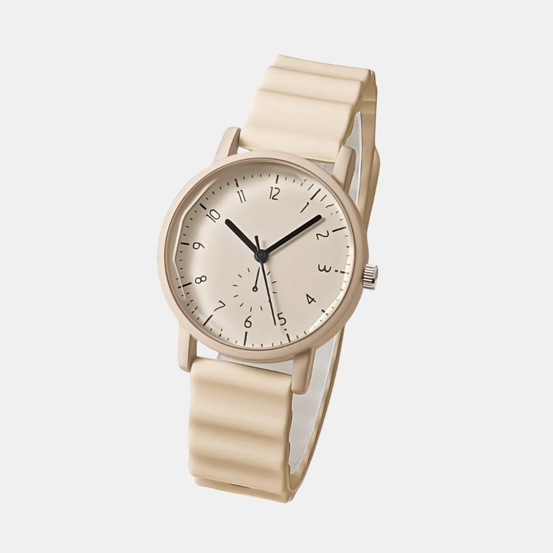 Farverigt Quartz Ur – Stilfuld Silikonerem til Hverdags-elegance Tech Butik Beige