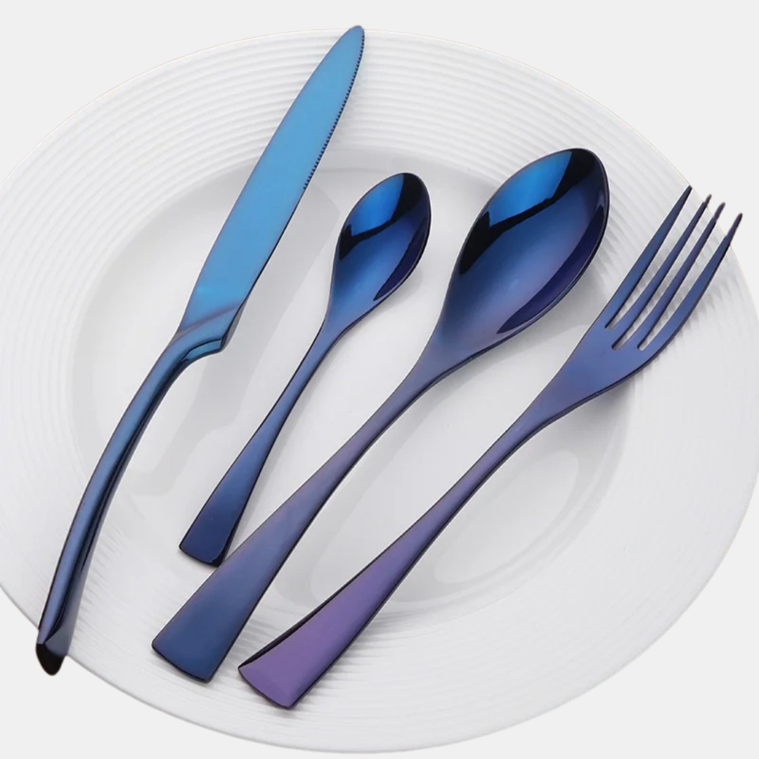 Premium Bestiksæt – Stilfulde og Holdbare Spiseessentials Kitchen & Dining Tech Butik Poleret sølv Enkelt sæt (4 dele)