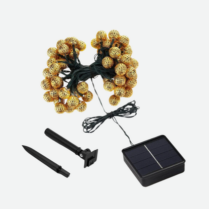 Solglød-strenge – Vandtætte solcelle lyskæder i marokkansk stil Lighting Tech Butik 60 lys