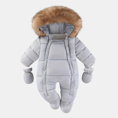 Vinter Baby-heldragt med Hætte – Varm, Blød og Komfortabel til Kolde Dage Frosty Baby Romper – Luxe Winter Jumpsuit met Capuchon voor de Koudere Maanden Tech Butik Grå 3-6M