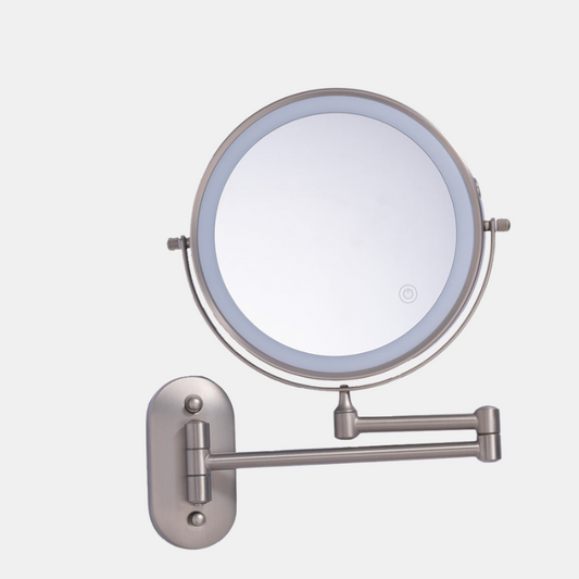 Dobbeltsidet Makeup Spejl med Lys - Vægmonteret LED Spejl til Badeværelse Makeup spejle Tech Butik Nikkel Sand 3X