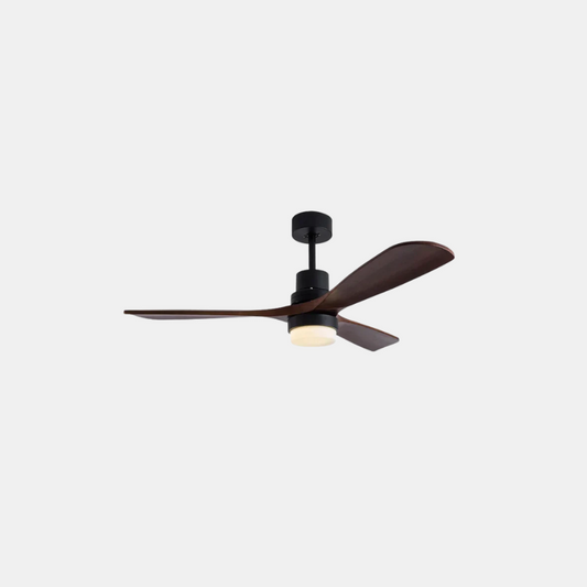 EcoLuxe Loftventilator med Træblade, LED Lys & Fjernbetjening Loftventilatorer Tech Butik Sort 107cm