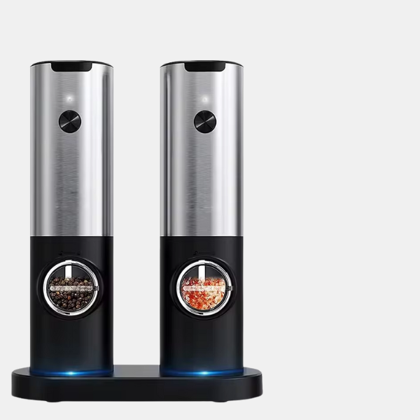 Genopladelig Elektrisk Peberkværn – Justerbar Formaling og Nem Énhåndsbetjening **Oplaadbare Elektrische Zout- en Pepermolen Set Tech Butik Sølv