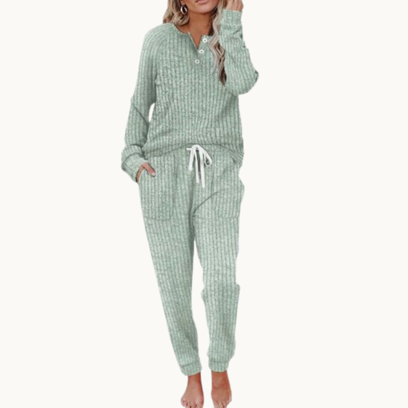 Dame Loungewear Sæt med Knappelukning Loungewear Set Tech Butik Matcha S