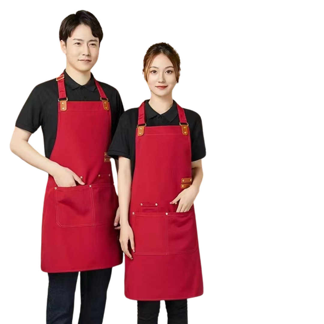 Canvas Forklæde med Krydsryg – Justerbart og Slidstærkt Arbejdsforklæde Aprons Tech Butik Rød