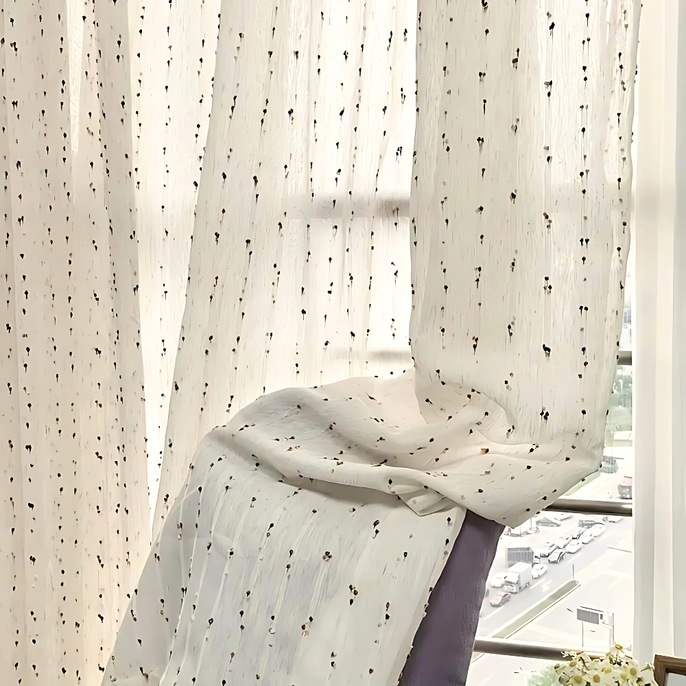 Elegant Regnbue Tylgardin – Let og Luftigt Vinduesgardin med Livlige Farveaccents Curtains Tech Butik