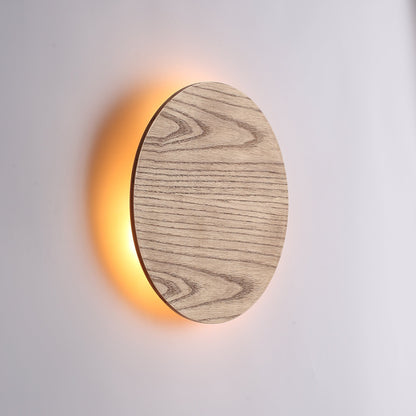 Træ Væglampe med Rundt Design – Varm, Naturlig Elegance Væglamper Tech Butik Default