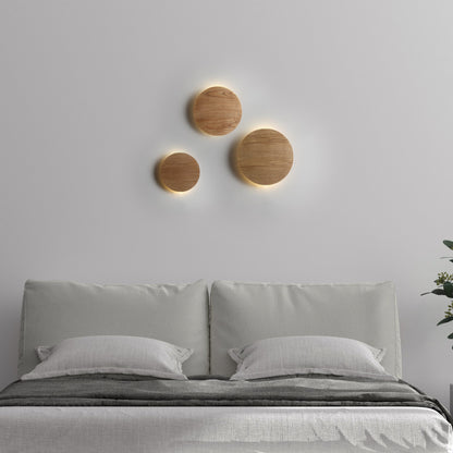 Træ Væglampe med Rundt Design – Varm, Naturlig Elegance Væglamper Tech Butik