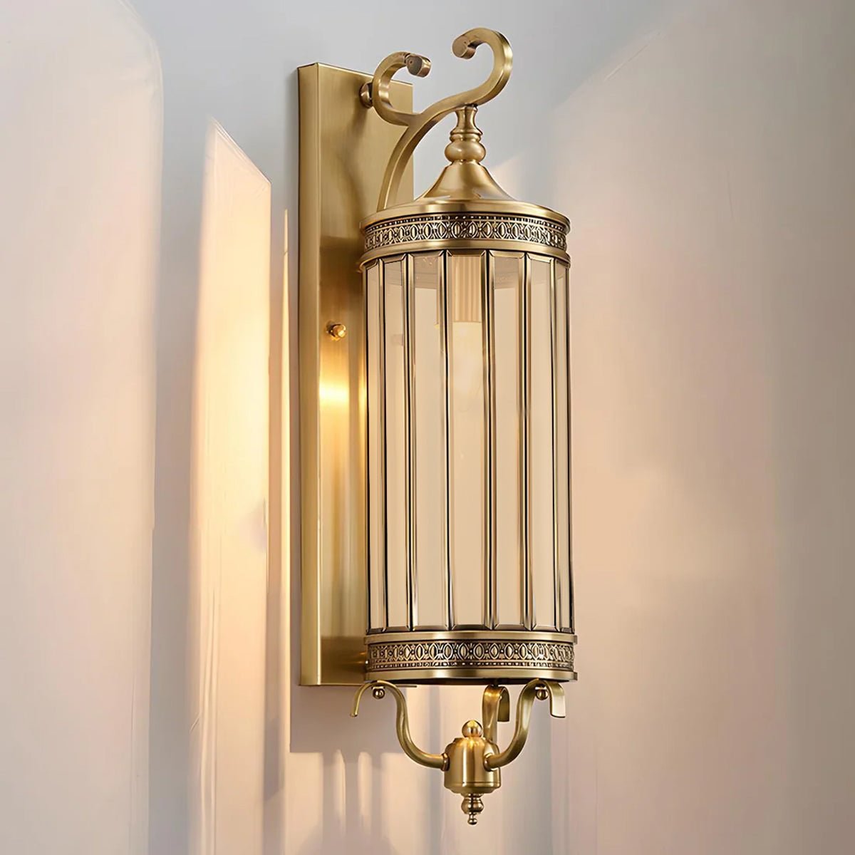 Vandtæt Udendørs Vintage LED Verandalampe Væglampe Tech Butik Kobber Frosted 15 cm L x 55 cm H