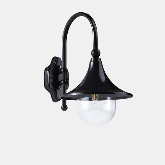 Vandtæt udendørs væglampe i vintage hornform Væglampe Tech Butik Sort