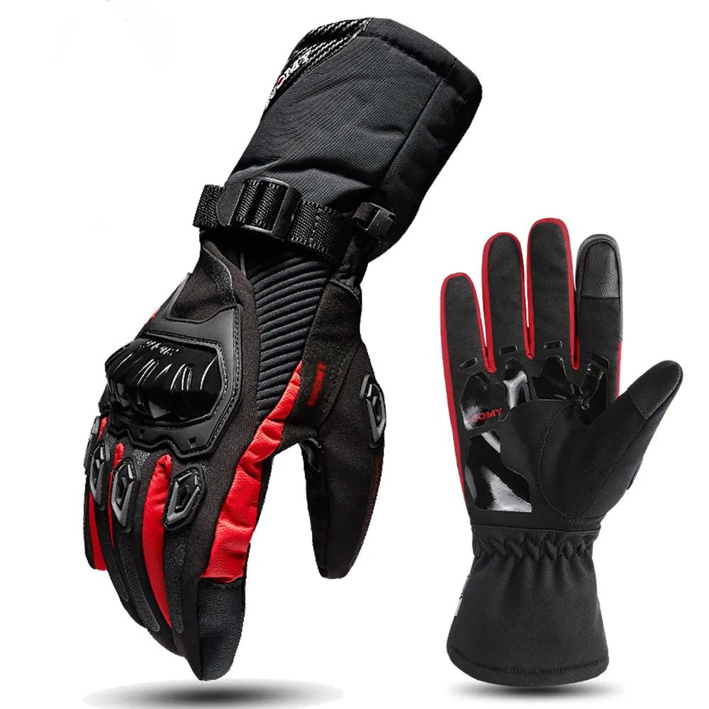 Vandtætte Vinter-Motorcykelhandsker med Kulfiberbeskyttelse Motorcykelhandsker Tech Butik Rød S