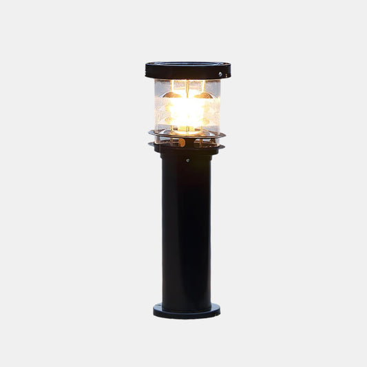 Vandtæt cylinderformet LED udendørslampe til have og terrasse Græsplænelampe Tech Butik Sort Sol 20 cm L x 30 cm H