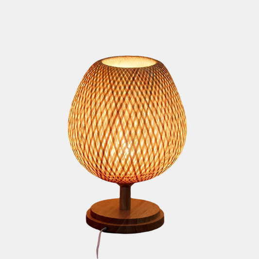 Vintage bambusbordlampe til varm og hyggelig belysning Bordlampe Tech Butik Lille træfod H36 cm * B23 cm