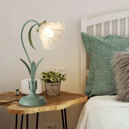 Vintage Fransk Stil Blomster Bordlampe med Metalfod – Pastorale Elegance til Dit Hjem Belysning Tech Butik
