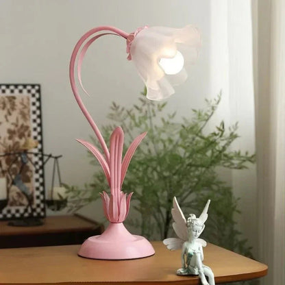 Vintage Fransk Stil Blomster Bordlampe med Metalfod – Pastorale Elegance til Dit Hjem Belysning Tech Butik