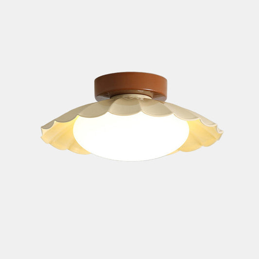 Vintage indbygget loftslampe med blomstermotiv – elegant indendørs belysning Belysning Tech Butik Creme D25*H13CM 3 Farveændring Ved Kontakt